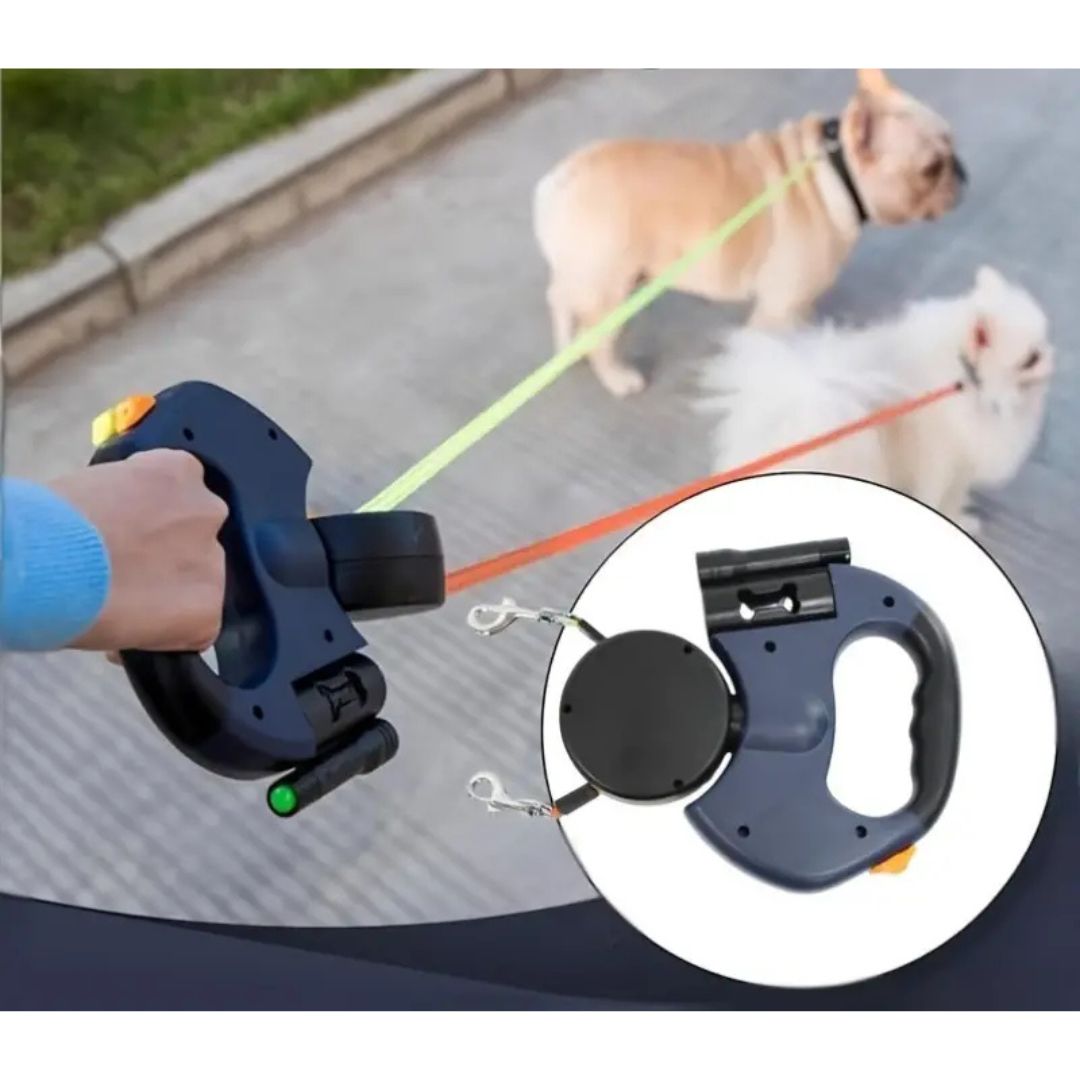 Double Dog Leash With Anti-Tangle Swivel For Two Dogs