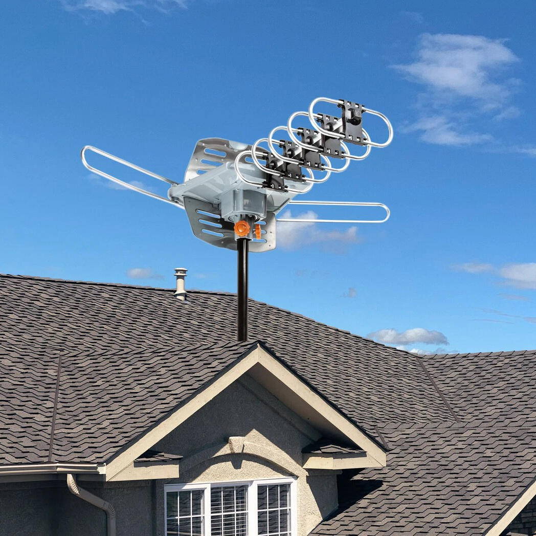 TV Antenna Long Range Digital HD 360° Directional Motor And Mounting Pole