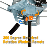 TV Antenna Long Range Digital HD 360° Directional Motor And Mounting Pole