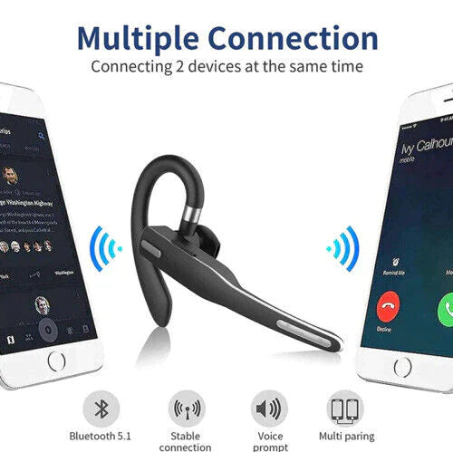 Bluetooth Headset Wireless 5.1 Dual Mic Noise Cancelling Trucker Earpiece