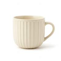 Cream Ribbed Ceramic Tea Cup - Mugs